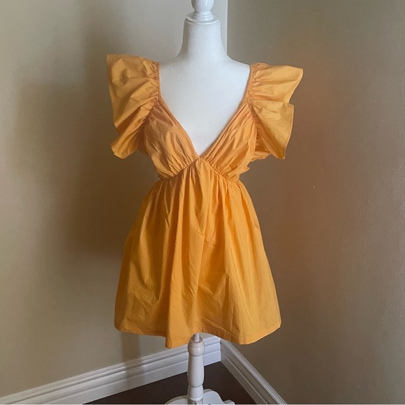 SHOWPO Raiza Ruffle Sleeve Tie Back Plunge Mini Dress - Picture 6 of 13